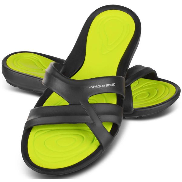 Klapki basenowe damskie PANAMA. Zielone klapki Aqua-Speed, bez wzorów, bez obcasa. Za 63.90 zł.