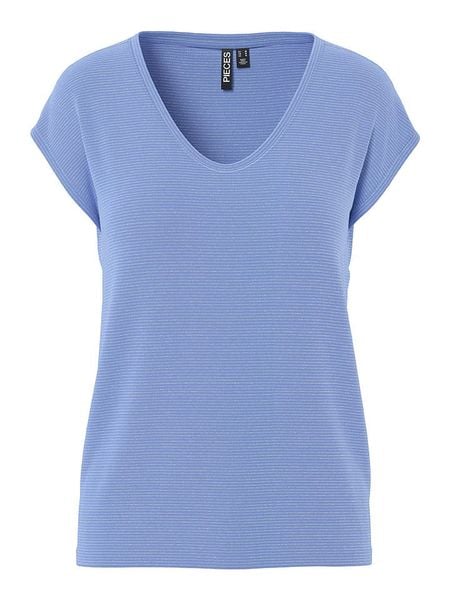 Pieces Koszulka "Billo" w kolorze błękitnym rozmiar: S. Niebieskie bluzki Pieces, s, bez wzorów, z wiskozy, klasyczne, bez kołnierzyka, bez ramiączek. Za 55.95 zł.