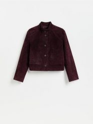 Zamszowa marynarka - mahoniowy. Brązowe marynarki i żakiety Reserved, l, bez wzorów, z zamszu. Za 559.99 zł.