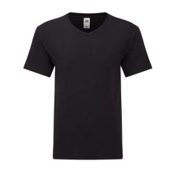 Koszulka Unisex Dla Dorosłych Z Dekoltem W Serek. Czarne bluzki FRUIT OF THE LOOM, xl, bez wzorów, sportowe, bez kołnierzyka, bez ramiączek. Za 50.99 zł.