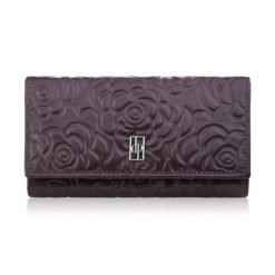 Duży portfel damski skórzany przestronny burgundowy w kwiaty Paolo Peruzzi AL-14-BGD. Czerwone portfele PAOLO PERUZZI, bez wzorów, ze skóry. Za 89.00 zł.