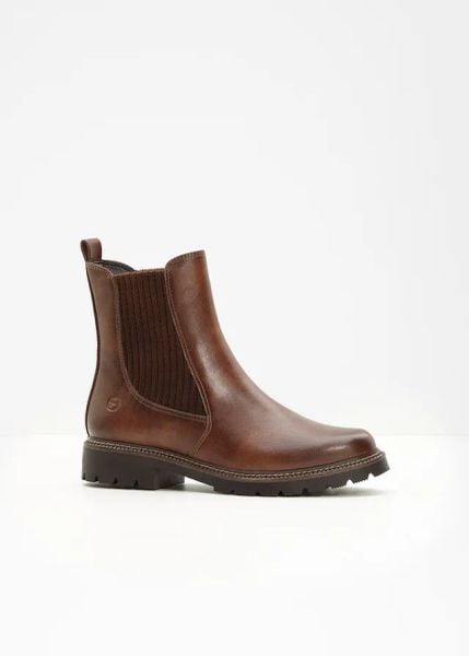 Sztyblety marki Tamaris. Brązowe botki bonprix, bez wzorów, bez obcasa, bez zapięcia. Za 299.99 zł.