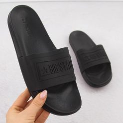Klapki damskie sportowe czarne Big Star OO274044. Czarne klapki Big Star, bez wzorów, z materiału, bez obcasa. Za 65.99 zł.