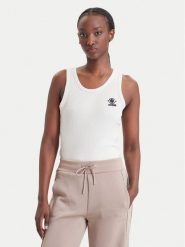 Guess Top V6BP10 K6791 Kremowy Slim Fit. Białe topy Guess, xl, z aplikacjami, z syntetyku, bez kołnierzyka, bez ramiączek. Za 154.99 zł.