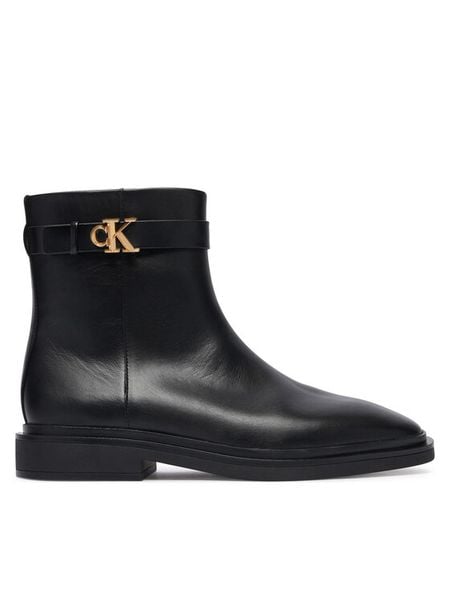 Calvin Klein Botki HW0HW03186 Czarny. Czarne botki Calvin Klein, bez wzorów, ze skóry, bez obcasa, na płaskiej podeszwie, bez zapięcia. Za 749.99 zł.