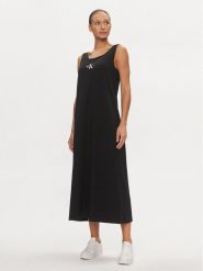 Calvin Klein Jeans Sukienka letnia Monologo J20J223702 Czarny Loose Fit. Czarne sukienki Calvin Klein Jeans, na lato, xs, bez wzorów, z bawełny, bez kołnierzyka, bez ramiączek. Za 379.99 zł.