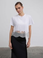 BGN Koszulka w kolorze białym rozmiar: 34. Białe bluzki BGN, bez wzorów, z koronki, bez kołnierzyka, bez ramiączek. Za 61.95 zł.