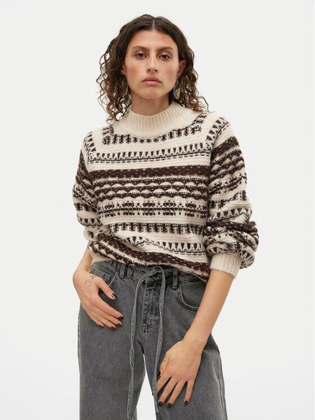 Vero Moda Golf Henya 10315561 Beżowy Regular Fit. Brązowe golfy Vero Moda, l, bez wzorów, z syntetyku, bez ramiączek. Za 139.99 zł.