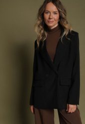 Czarna Dwurzędowa Marynarka w Stylu Oversize Clazara. Czarne marynarki i żakiety Born2be, l, bez wzorów, z jeansu. Za 139.99 zł.