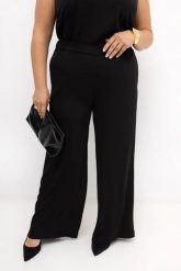 Czarne eleganckie spodnie damskie Elisa z prostą nogawką | PLUS SIZE OVERSIZE LATO. Czarne spodnie materiałowe Moda Size Plus Iwanek, do pracy, plus size, bez wzorów, z elastanu, plus size, długie. Za 239.90 zł.