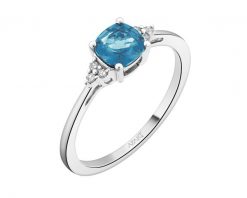 Pierścionek z białego złota z diamentami i topazem London Blue - próba 585. Białe pierścionki Apart, z diamentem, złote. Za 2,159.00 zł.