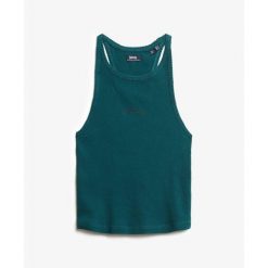 Tank top z plecami typu racer i logiem dla kobiet Superdry Essential. Zielone bielizna sportowa Superdry, bez wzorów. Za 105.55 zł.
