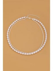 Atelier MIU Posrebrzany naszyjnik z perłami - dł. 46 cm rozmiar: onesize. Białe naszyjniki Atelier MIU, z perłą, posrebrzane. Za 39.99 zł.