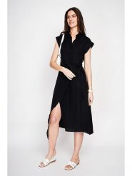 Le Jardin du Lin Sukienka w kolorze czarnym rozmiar: 36. Czarne sukienki Le jardin du lin, bez wzorów, bez kołnierzyka, bez ramiączek, midi. Za 130.99 zł.