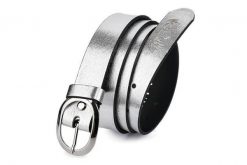 Beltimore skórzany damski pasek do spodni 3 cm srebrny U48 : Kolory - szary, srebrny, Rozmiar pasków - r.105-120 cm. Szare paski bez wzorów, klasyczne. Za 47.90 zł.