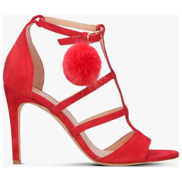 Symbiosis Felicity Fur Sandały Na Szpilce Czerwone buty damskie, czerwony, rozmiar 6. Czerwone sandały Symbiosis, bez wzorów, ze skóry, eleganckie, bez obcasa, na szpilce, bez zapięcia. W wyprzedaży za 199.99 zł.