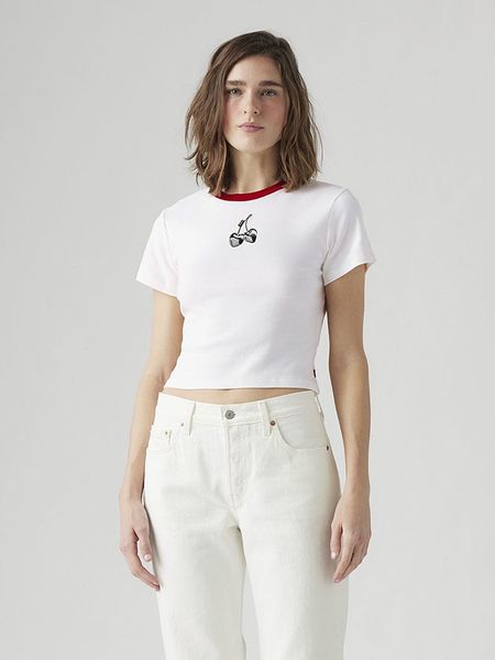 Levi's Koszulka w kolorze białym rozmiar: L. Białe bluzki Levi's®, l, bez wzorów, z bawełny, bez kołnierzyka, bez ramiączek. Za 62.61 zł.