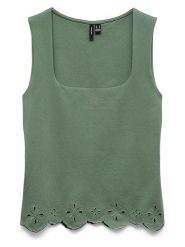 Vero Moda Top w kolorze zielonym rozmiar: S. Zielone topy Vero Moda, s, bez wzorów, z bawełny, bez kołnierzyka, bez ramiączek. Za 77.95 zł.