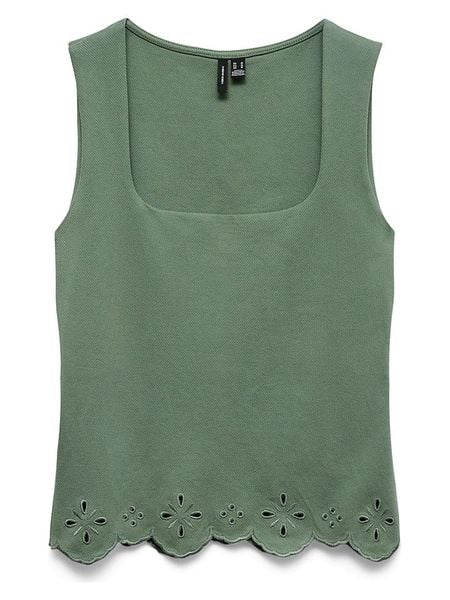 Vero Moda Top w kolorze zielonym rozmiar: S. Zielone topy Vero Moda, s, bez wzorów, z bawełny, bez kołnierzyka, bez ramiączek. Za 77.95 zł.