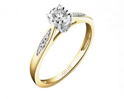 Pierścionek z żółtego i białego złota z brylantami - serce - 0,14 ct - próba 585. Białe pierścionki Apart, z brylantem, złote. Za 2,990.00 zł.