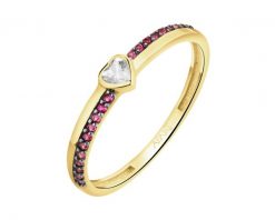 Złoty pierścionek z cyrkoniami - serce. Żółte pierścionki Apart, z cyrkonią, złote. Za 819.00 zł.