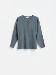 Taliowany kardigan - szary. Szare kardigany Reserved, l, bez wzorów, z dzianiny. Za 139.99 zł.