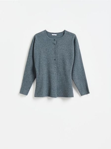 Taliowany kardigan - szary. Szare kardigany Reserved, l, bez wzorów, z dzianiny. Za 139.99 zł.
