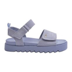 Damskie Zamszowe Sandały Na Platformie Big Star NN274706 Niebieskie. Niebieskie sandały bez wzorów, z zamszu, eleganckie, bez obcasa, na platformie, bez zapięcia. Za 182.49 zł.
