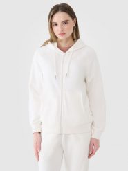 4F Bluza dresowa rozpinana z kapturem damska - biała XXL. Białe bluzy 4f, xs, bez wzorów, z bawełny, z kapturem. W wyprzedaży za 149.99 zł.