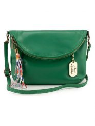 Anna Morellini Skórzana torebka "Alice" w kolorze zielonym - 22 x 18 x 2 cm rozmiar: onesize. Zielone torby na ramię Anna Morellini, z aplikacjami, z materiału, na ramię, bez dodatków. Za 152.99 zł.