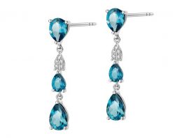 Kolczyki z białego złota z diamentami i topazami London Blue - próba 585. Białe kolczyki Apart, z diamentem, złote. Za 2,390.00 zł.