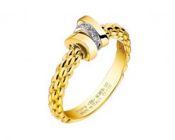 Pierścionek FOPE z żółtego i białego złota z brylantami - 0,05 ct - próba 750. Białe pierścionki Fope, z brylantem, złote. Za 11,590.00 zł.