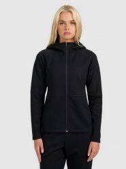 4F Bluza dresowa rozpinana z kapturem damska - czarna XXL. Czarne bluzy 4f, uniwersalny, bez wzorów, z dresówki, z kapturem. Za 249.99 zł.