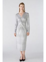 Oui Sukienka w kolorze srebrnym rozmiar: 36. Szare sukienki Oui, bez wzorów, bez kołnierzyka, bez ramiączek, midi. Za 171.28 zł.