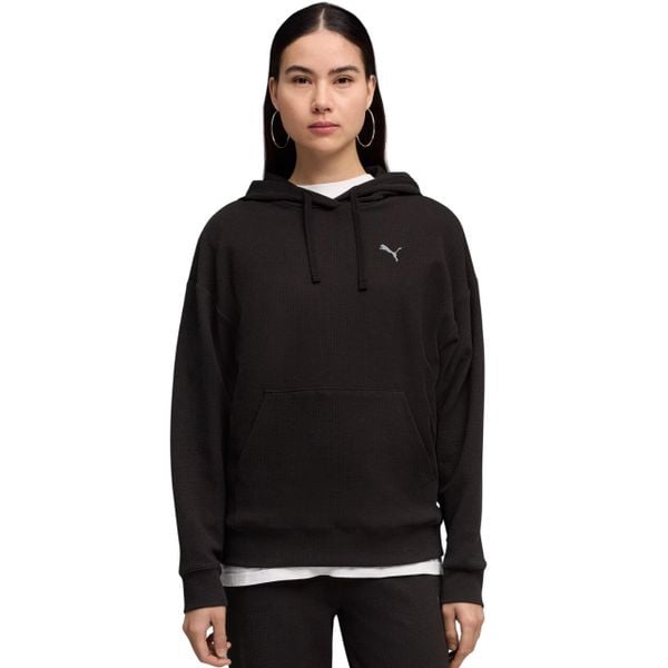 PUMA ESS Elevated Comfort Hoodie bluza damska. Czarne bluzy Puma, s, bez wzorów, z materiału, z kapturem. Za 177.99 zł.