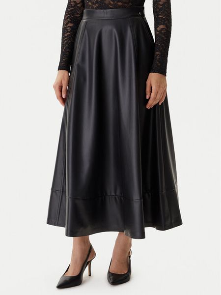 Guess Spódnica z imitacji skóry W5BD71 K8S30 Czarny Regular Fit. Czarne spódnice Guess, m, z aplikacjami, ze skóry. Za 569.99 zł.