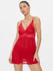 Hunkemöller Koszula nocna 173763 Czerwony Feminine Fit. Czerwone koszule nocne Hunkemöller, xxs, bez wzorów, z syntetyku, bez ramiączek. Za 89.99 zł.