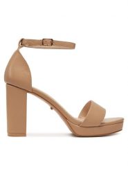 DeeZee Sandały LE601-88 Beżowy. Brązowe sandały DeeZee, bez wzorów, z materiału, bez obcasa, na słupku, bez zapięcia. Za 159.99 zł.