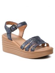 Clara Barson Sandały WS155-03 Granatowy. Niebieskie sandały Clara Barson, bez wzorów, z materiału, bez obcasa, na koturnie, bez zapięcia. Za 63.99 zł.