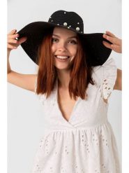 Lucky Bees Kapelusz przeciwsłoneczny w kolorze czarnym rozmiar: onesize. Czarne kapelusze Lucky Bees, bez wzorów, z materiału. Za 78.99 zł.