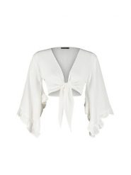 Trendyol Bluzka w kolorze kremowym rozmiar: 40. Brązowe bluzki Trendyol, bez wzorów, bez kołnierzyka, bez ramiączek. Za 73.99 zł.