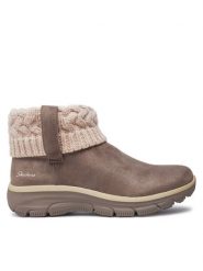 Skechers Botki Easy Going Cozy 167401/TPE Beżowy. Brązowe botki Skechers, bez wzorów, z materiału, bez obcasa, na płaskiej podeszwie, bez zapięcia. Za 339.99 zł.