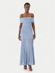 MICHAEL Michael Kors Sukienka dzianinowa MS683HGBFD Błękitny Slim Fit. Niebieskie sukienki MICHAEL Michael Kors, s, bez wzorów, z dzianiny, bez kołnierzyka, bez ramiączek. Za 1,389.00 zł.