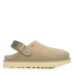 Damskie sandały Ugg W GOLDENSTAR CLOG 1138252-SAN. Brązowe sandały UGG, bez wzorów, z materiału, eleganckie, z okrągłym noskiem, bez obcasa, bez zapięcia. Za 479.00 zł.