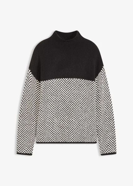 Sweter. Czarne swetry bonprix, bez wzorów, bez ramiączek. Za 129.99 zł.