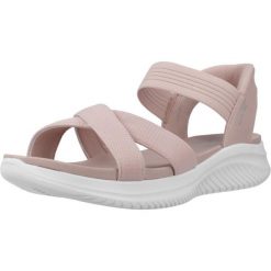 Sandały SKECHERS SLIP - INS ULTRA FLEX 3.0 Rose. Czerwone sandały Skechers, bez wzorów, z materiału, klasyczne, bez obcasa, bez zapięcia. Za 296.99 zł.