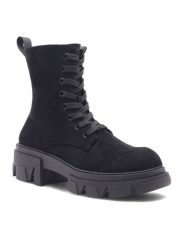 DeeZee Botki WS5598-23 Czarny. Czarne botki DeeZee, bez wzorów, z materiału, bez obcasa, na płaskiej podeszwie, bez zapięcia. Za 179.99 zł.