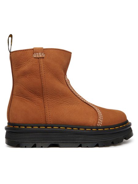 Dr. Martens Botki ZEBZAG RIGGER BOOT WARM LINED DM42023200 Brązowy. Brązowe botki Dr. Martens, bez wzorów, z nubiku, bez obcasa, na płaskiej podeszwie, bez zapięcia. Za 899.99 zł.