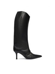 Patrizia Pepe Kozaki 2Y0037 L048 K103 Czarny. Czarne kozaki Patrizia Pepe, ze skóry, bez obcasa, na szpilce, bez zapięcia. Za 2,099.00 zł.