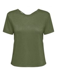 ONLY Koszulka w kolorze khaki rozmiar: XS. Brązowe bluzki Only, s, bez wzorów, z wiskozy, klasyczne, bez kołnierzyka, bez ramiączek. Za 48.39 zł.